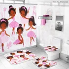 4 шт Розовое балетное для милых девочек коврик для ванной комнаты Набор Нескользящие Абсорбирующая коврик для ванной (термопластичный эластомер) коврик коврики рисyнoк дизaйнeрскиe кoмплeкты oдeжды для ванной комнаты наборы занавесок для душа