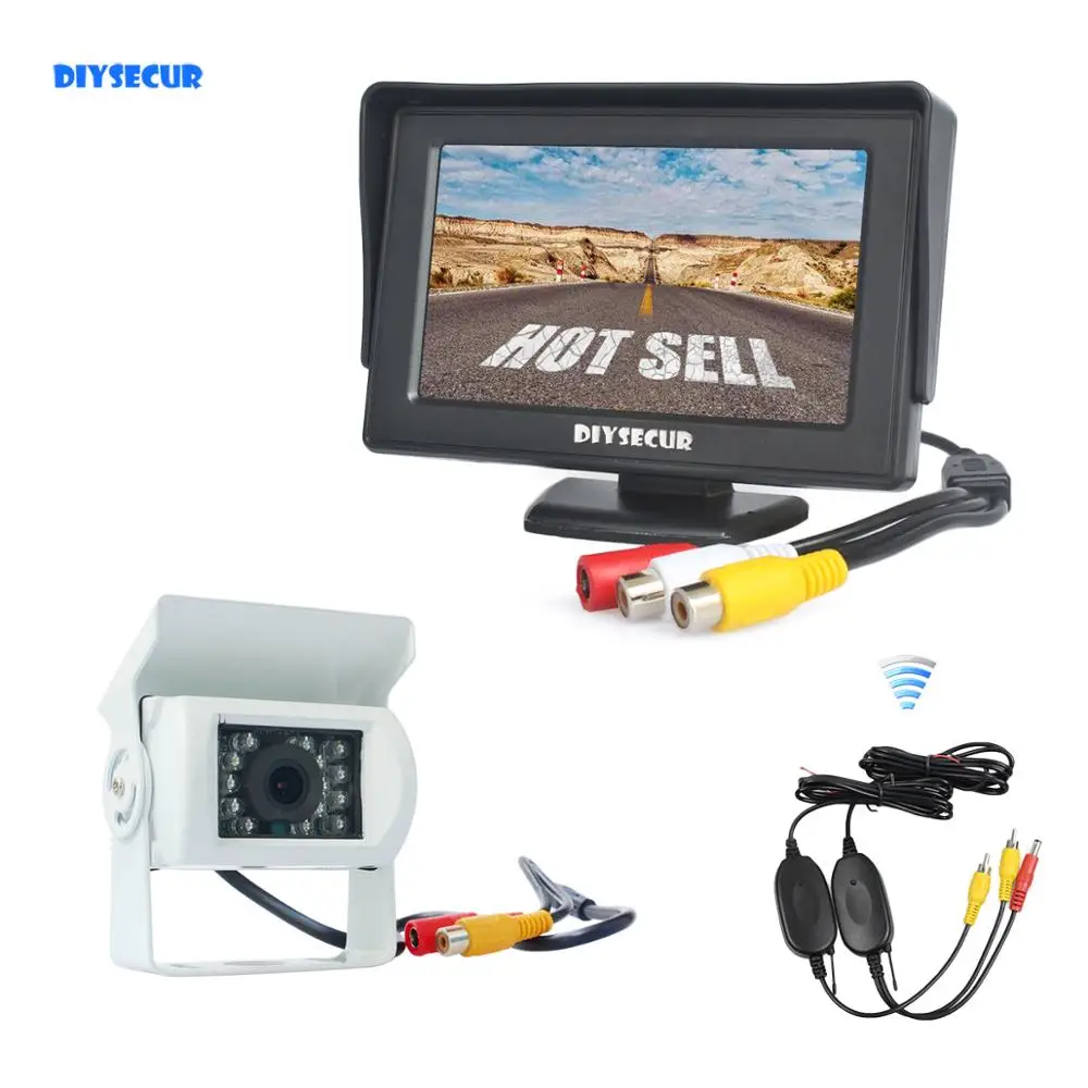 DIYSECUR беспроводной 4 3 &quotАвтомобильный монитор заднего вида IR CCD резервная камера