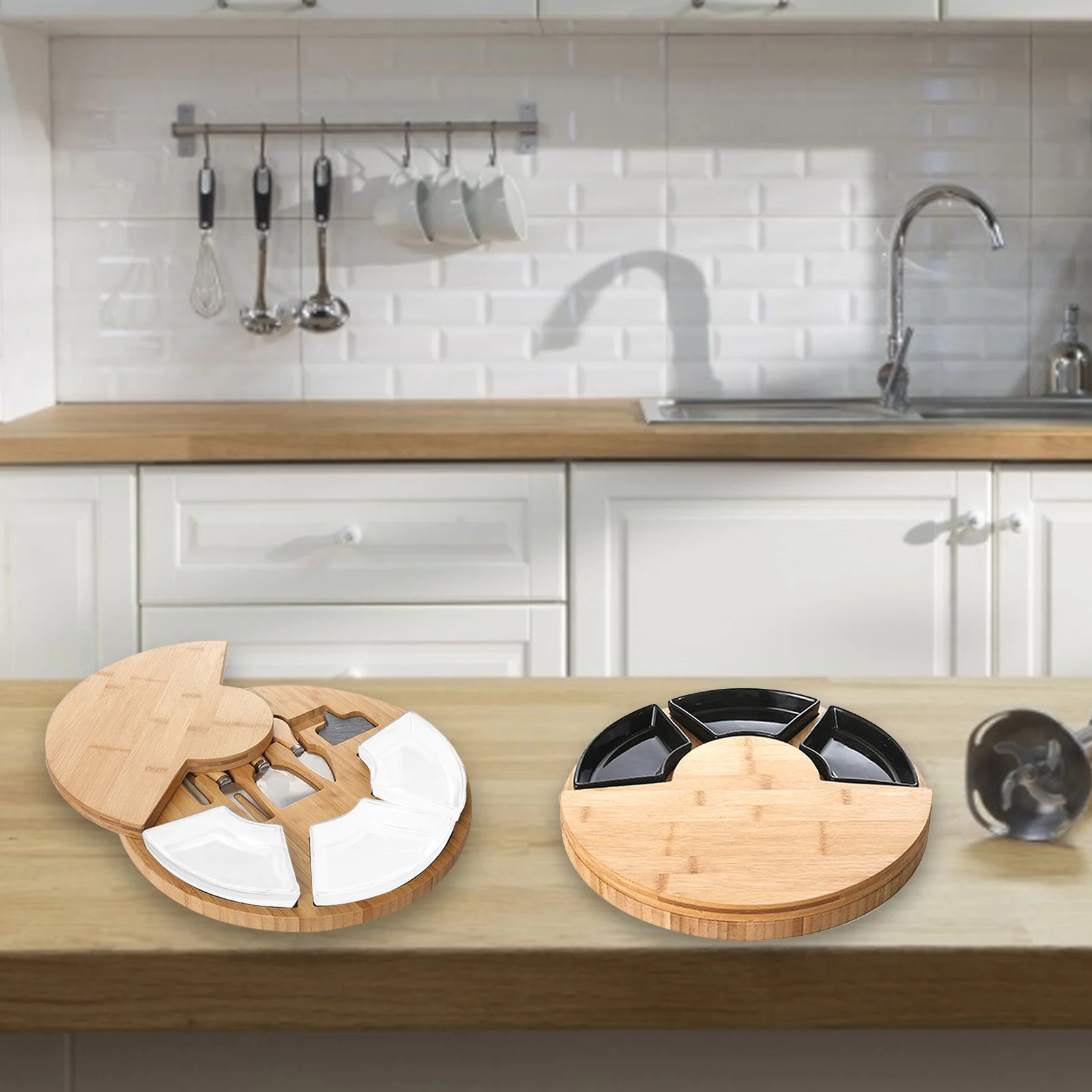 

Cheese Board Set Cheese Knife Nan Bamboo Round Cheese Cheese Board Pizza Plate Cheese Chopping Board Bread Board Kitchen Board