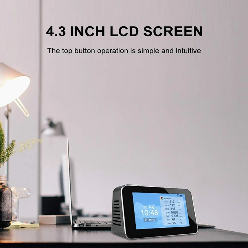 

Wi-Fi Air Quality Monitor Formaldehyde Detector Temperature & Humidity Meter Pollution Tester Detect PM2.5 PM10 PM1.0