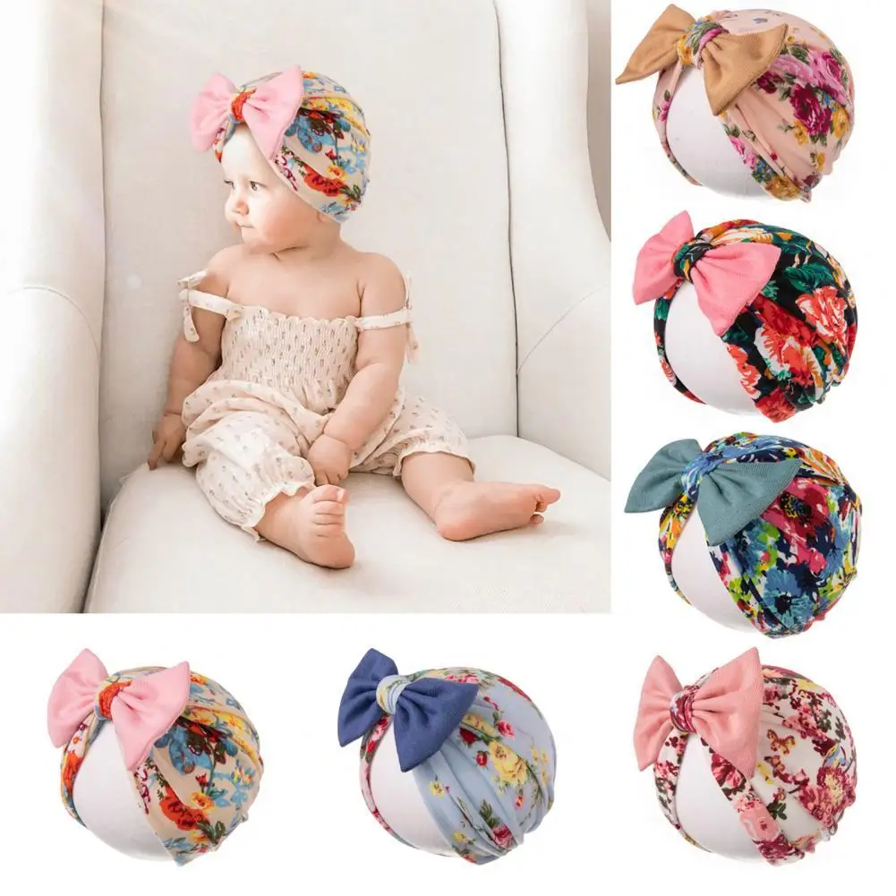 

baby print donut cotton hat cute soft ball Indian hat children print knotted headband hat baby headgear trend headwear