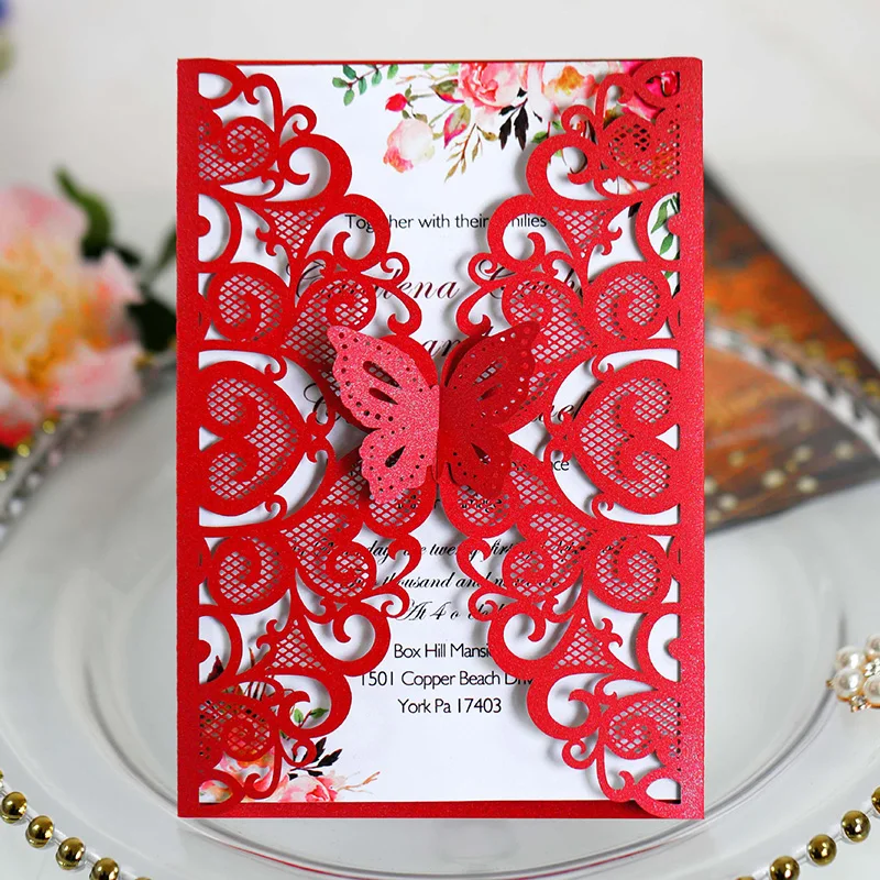100 шт. свадебные пригласительные открытки лазерной резки элегантные кружевные