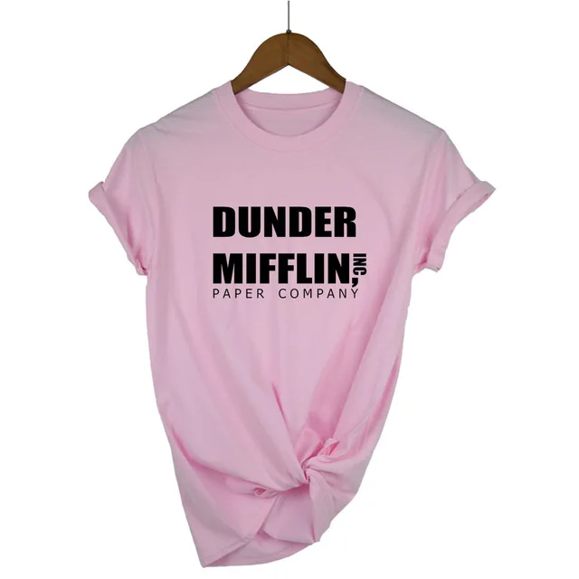 Pink-B Офисная Футболка женская dander Mifflin inc. бумажная компания Wernham Hogg ТВ шоу Майкл Скотт Космос женская футболка - Цвет: Pink-B