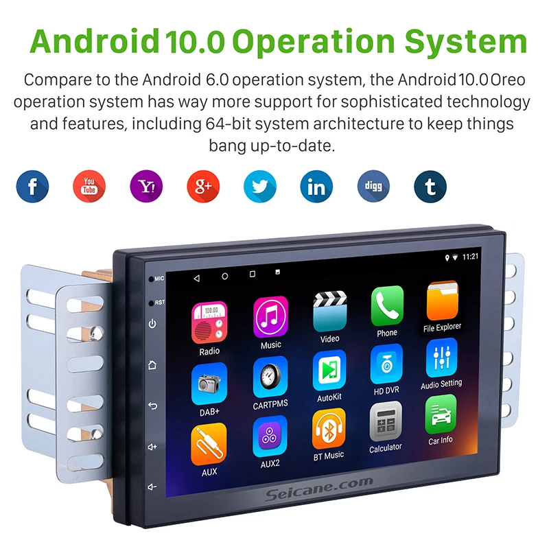 Seicane RAM 2 ГБ + ROM 32 Автомобильный мультимедийный блок плеер Android 10 0 2Din универсальный