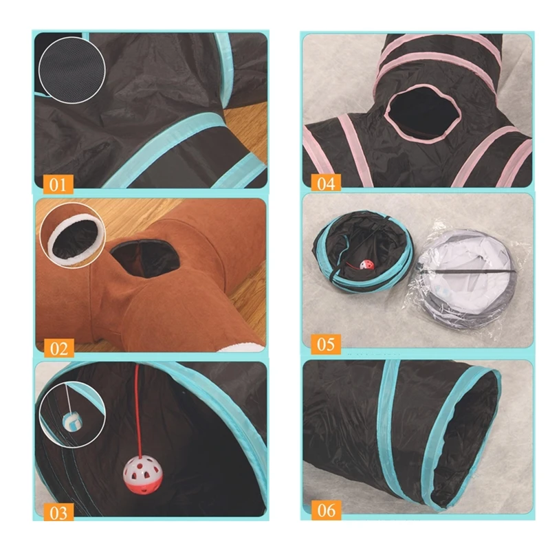 

3/4 Holes Foldable Pet Cat Dog Tunnel Toy Indoor Outdoor Pets Cats Rabbit Channel Roll Ground Chinchilla Tunnel Tee Pet Cat Toy