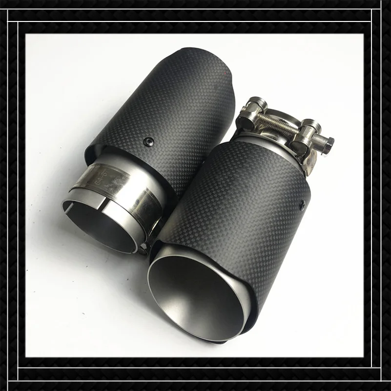 

One Pair Car Universal Frosted Matte For Akrapovic Exhaust Pipe Carbon Fiber Nozzles Stainless Steel Car Muffler Tip Tailpipe