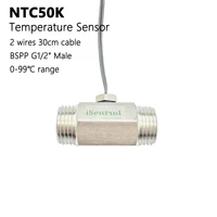 30cm NTC50K Temperature Sensor Wire with Probe and with SUS304 Nipple BSP1 2  Male Thread iSentrol Electronics
