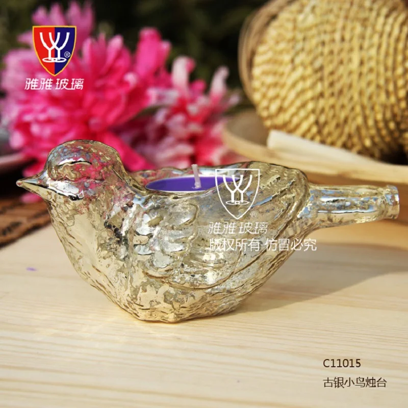 Птица старинное серебро высокого класса Европейский Подсвечник романтические