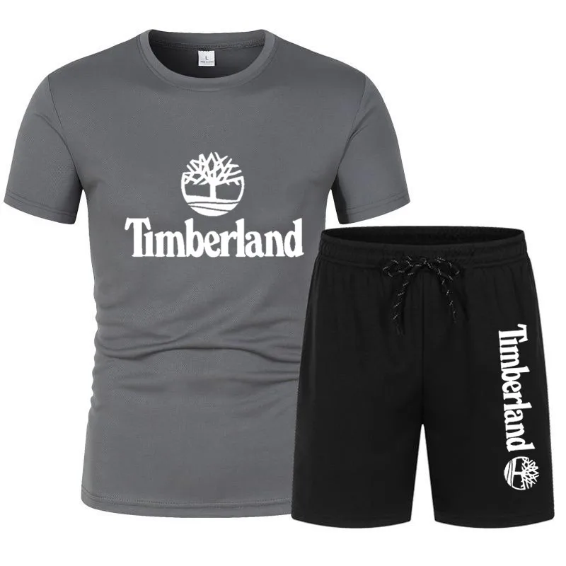 

2021 Brand Summer Mens T-shirt Set 2-piece Mens Sportswear Suit Basketball Sports Fitness Printed Short Sleeve + Mens Suits