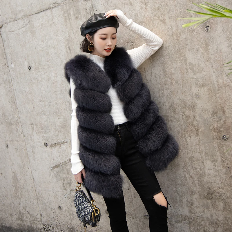 new real natural whole fur six-section fox vest ladies winter long warm fashion vest