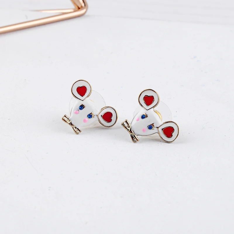 Эмалированные серьги с мини мышкой милые гвоздики животными для женщин модные