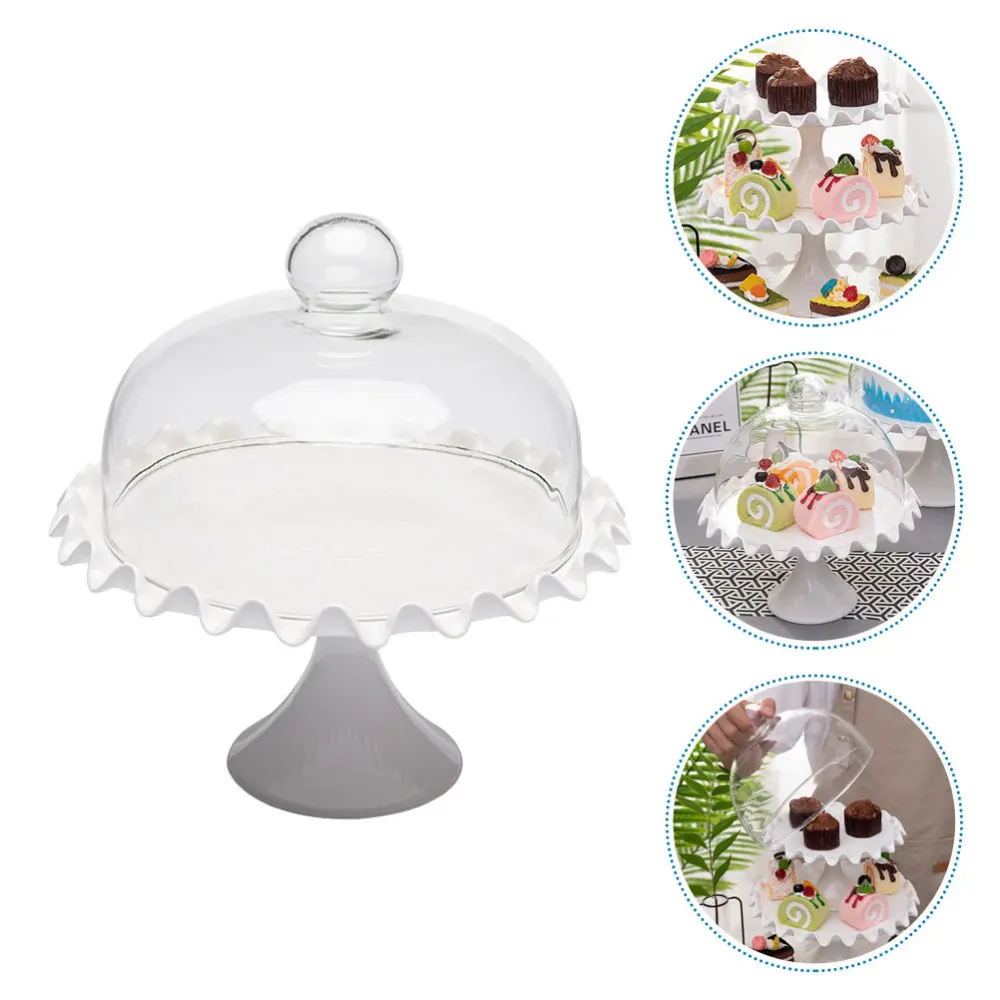 

1 Set Food Preservation Cover Cake Plate Free-lead Glass Cake Cover Kit (White)