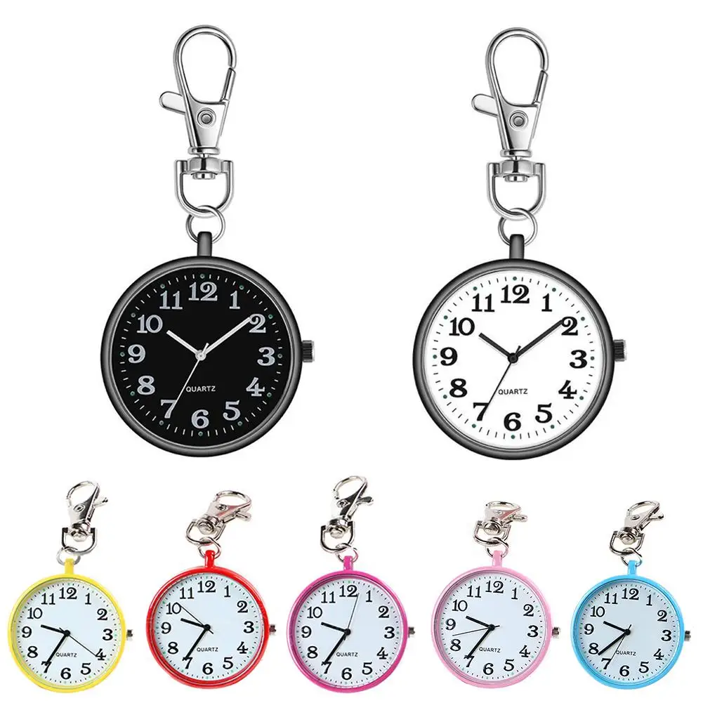 Retro Fashion Unisex Round Dial Quartz Analog Nurse Medical Keychain Pocket Watch Fob Clock With Battery Doctor Watch 2021 dots silicone nurse watch fob pocket watch doctor nurse gift colored dial japanese high quality hospital clock alk vision