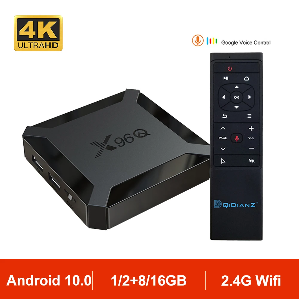 X96Q Android 10.0 TV Box Allwinner H313 Quad Core 4K 2.4G Wifi Smart Media Player Mini X96 Google Set Top Box 1GB 2GB PK HK1