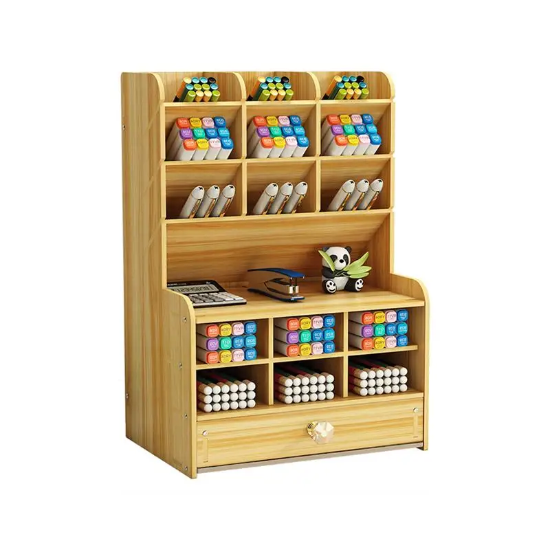 

Organizador Wooden Office Desk Organizer Storage Box Multifunctional DIY Pen Holder Rack Office Supplies Practical Household