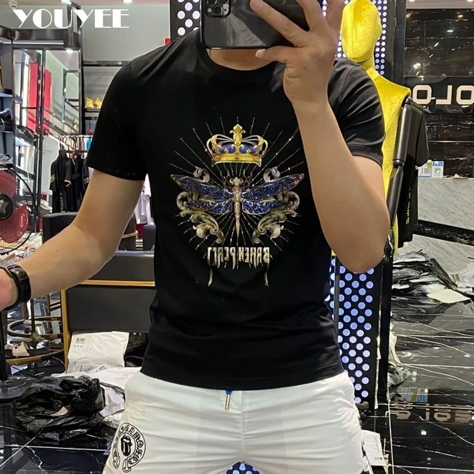 Футболка мужская приталенная с принтом стрекозы красивая модная рубашка из