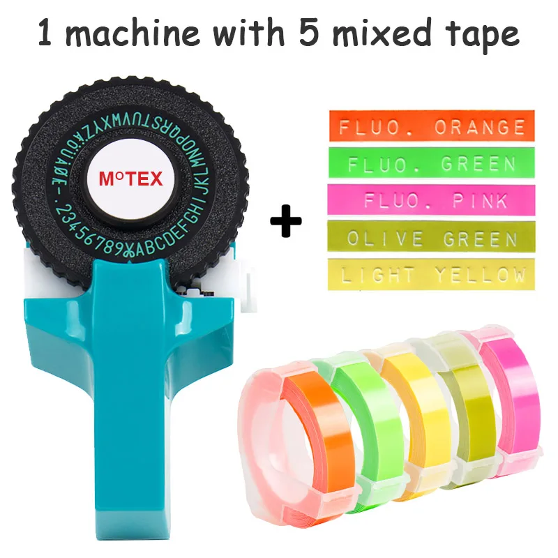 Небесно-Голубой MoTex E101 принтер мини DIY Ручная Совместимость для dymo 3D тиснение ручная лента ручная машинка надпись машина - Цвет: machine add 5 mixed