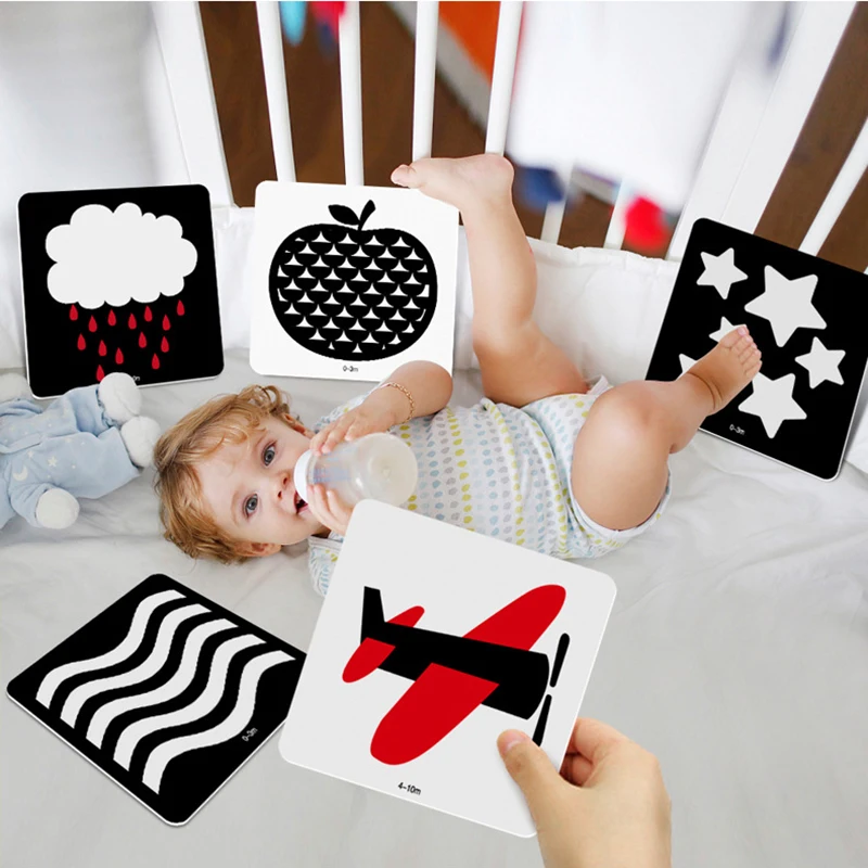 Montessori Cards Baby Visual Stimulation Cognitive Flash Cards Toddler High Contrast Black White Kids Early Education Flashcards