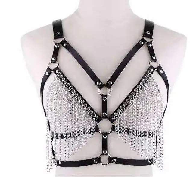 

Gothic Body Chain Harness Women Sexy Garter Stockings Belt Chest Harness Women's Leather Harness Bra Bondage Suspenders Fashion