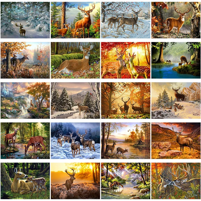 

DIY 5D Diamond Painting Deer In Nature Forest Full Round Mosaic Animal Diamond Embroidery Cross Stitch Mosaic Rhinestones Decor