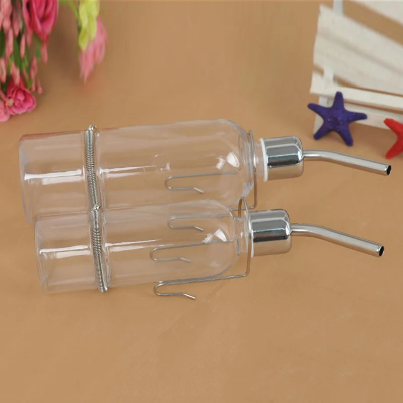 

Stainless Steel Pet Hanging Waterer Small Pets Drinking Fountain Hanging Water Bottle Water Bowl Clear Automatic Water Feeder