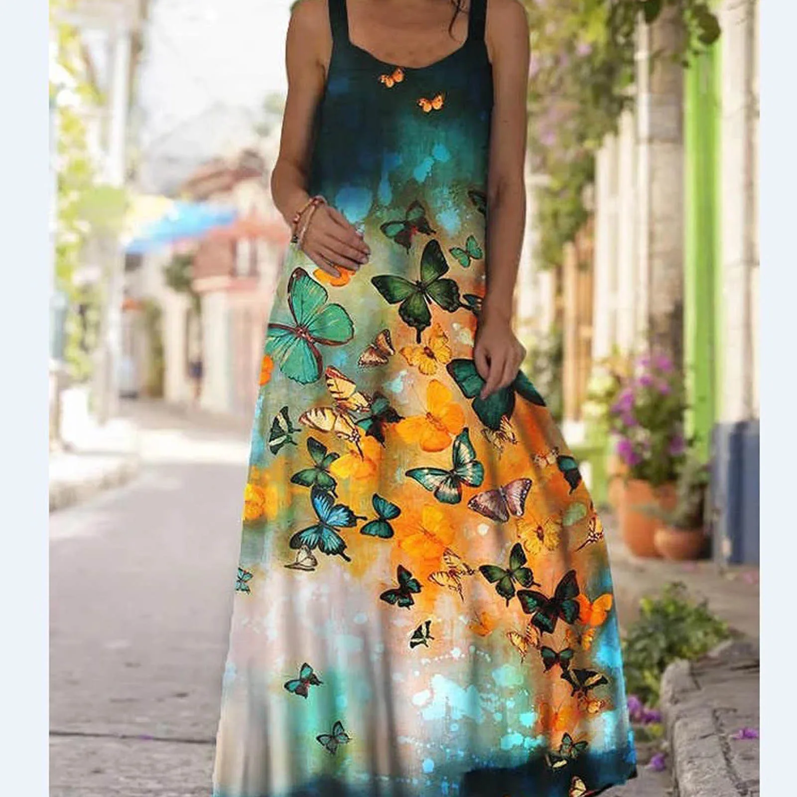 

2021 Multi-color Printed Sling Dress Cross-border dress for women plus size clothing for women summer dress women clothing