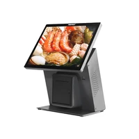 15 inch pos system capacitive touch screen cash register with vfd built in 80mm thermal receipt printer pos machine device
