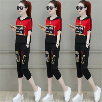 

Casual 2 Piece Set Women Letter Korean Tracksuit Hooded Top And Shorts Leisure Two Piece Women Pants Sets Women's Tracksuits