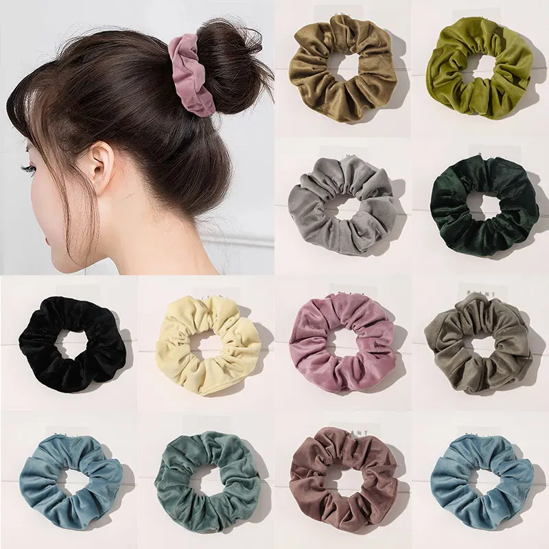 

Fashion Women Colorful Velvet Scrunchies Cute Elastic Hair Bands For Girls Hair Ties Rope Hair accessories Ponyutail Holders