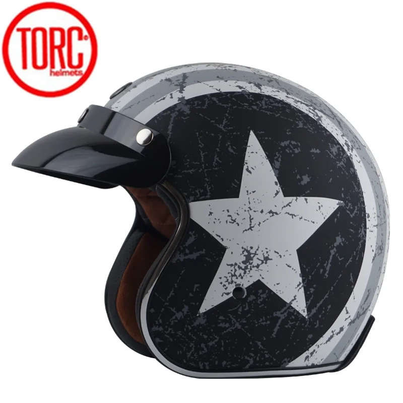 Мотоциклетный шлем TORC T57 винтажный для мотоцикла скутера с внутренним
