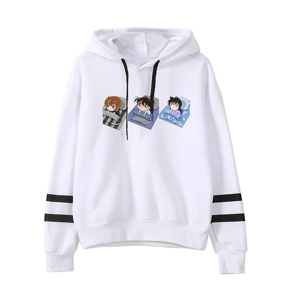 White Detective Conan Fashion Print Case Closed Hoodies Outwear Sweatshirt Casual Unisex Soft Streetwear Trendy Hot sale Clothes - Цвет: White