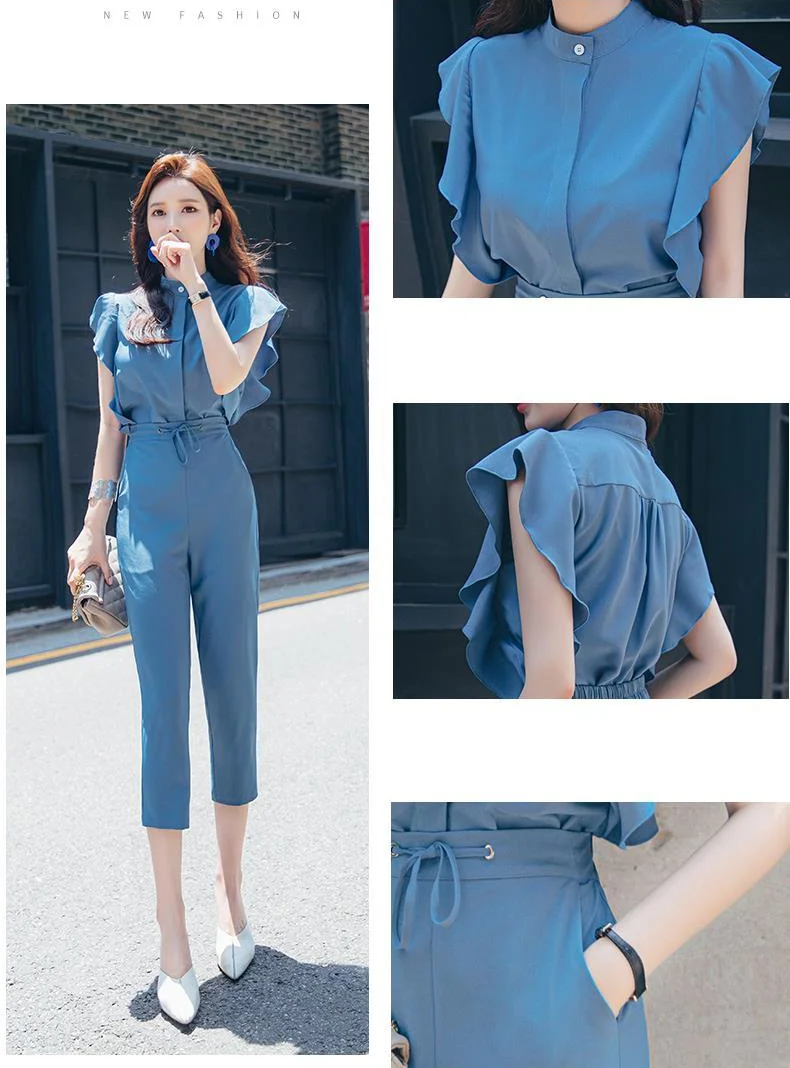 

Women's Suit 2021 Summer Fashion Temperament Straight Tube Slim Pants Professional OL Two-piece Set