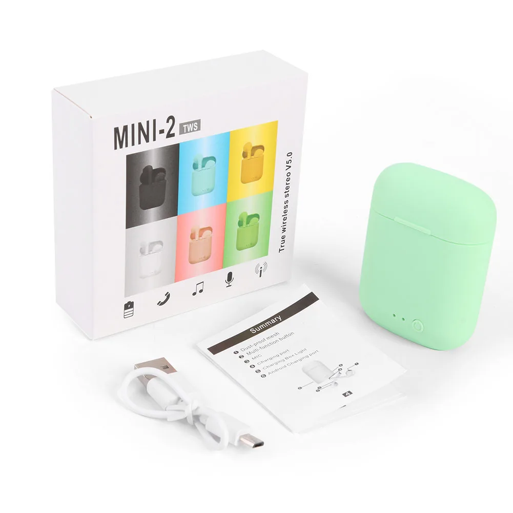 Беспроводные наушники Mini-2 TWS 5 0 спортивные гарнитура с микрофоном зарядный бокс