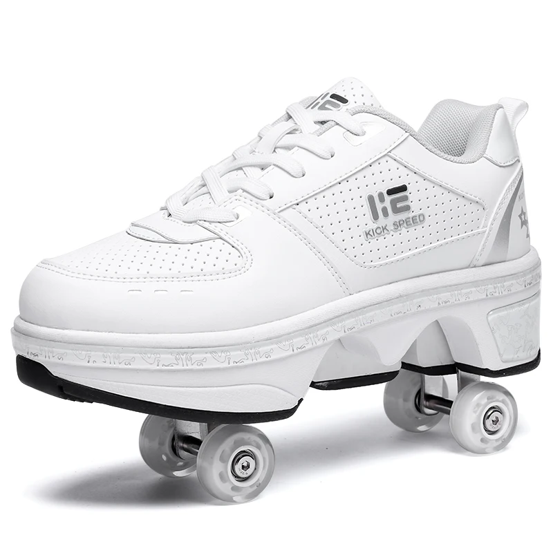 

2021 New Dual-purpose Roller Skating Deformation Shoes Double Row Roller Skating Shoes Modified Version Four-wheel Running Shoes