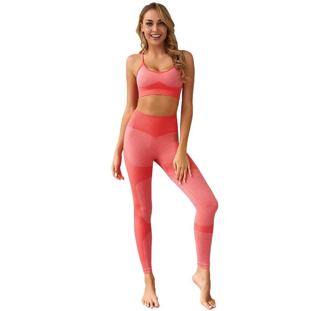 

Hot Sale Seamless WomenBike Set Workout Clothing Fitness Sleeve Crop Top High Waist Leggings Suits Exercise Pants for Women