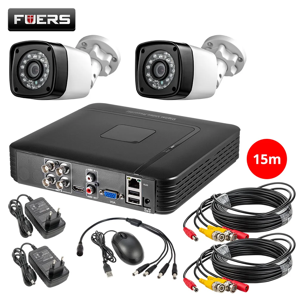 2 cameras kit Fuers обновление 4 шт. HD 4M-N 4CH AHD DVR CCTV камера система безопасности комплект уличная камера система видеонаблюдения ночное видение P2P - Цвет: 2 cameras kit