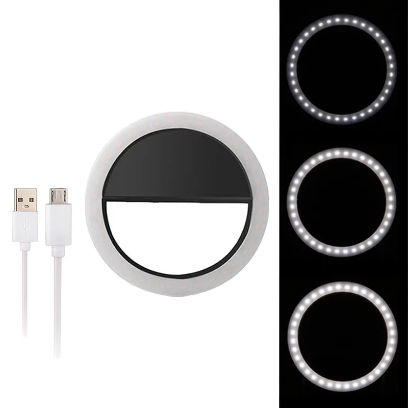 

1PC Led Selfie Ring Light USB Charge Lamp Ring Clip Novelty Makeup Lightings For All Smartphones кольцевая лампа