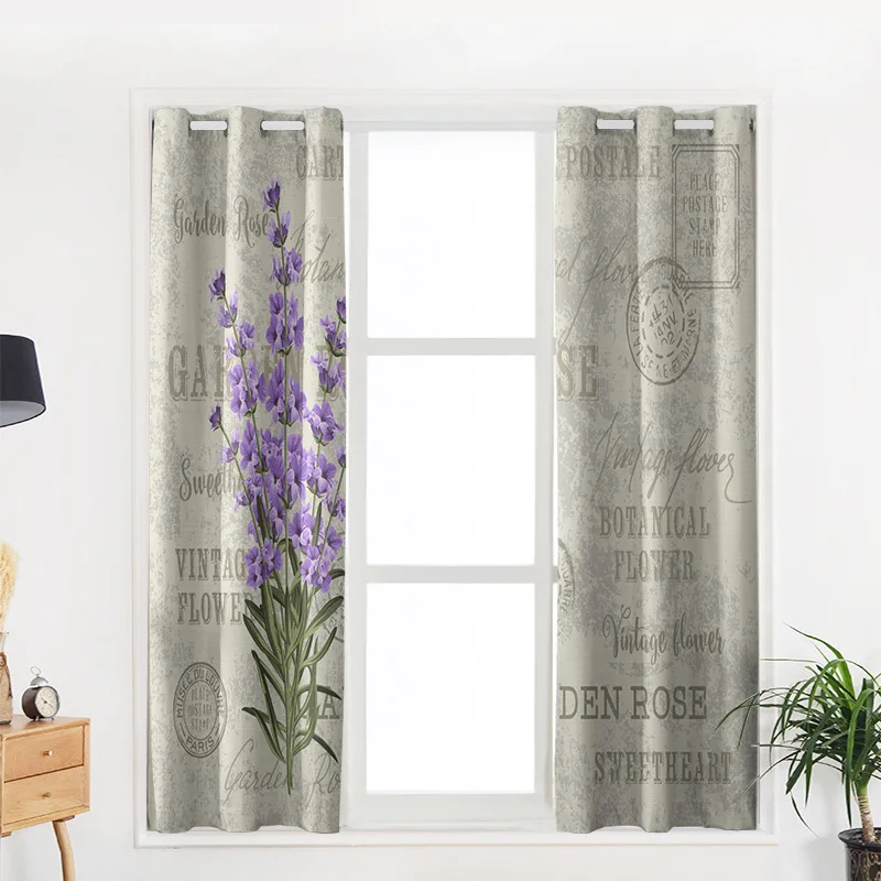 Лавандовые фиолетовые цветы ретро Гостиная Шторы s цветочный Рисунок для детей