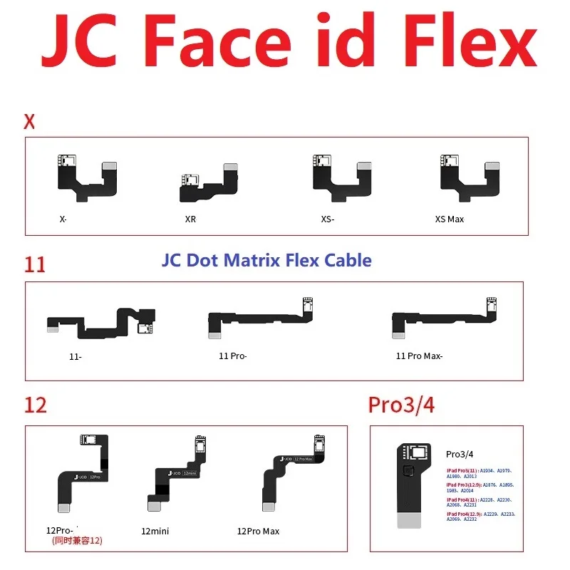 Плата JC с матрицей для распознавания лица для iphone X, гибкий кабель для iphone XR, гибкий кабель для iphone 11 Pro, гибкий кабель для iphone XS Max