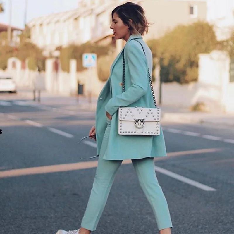 Женский пиджак с длинным рукавом элегантный однотонный костюм классическим