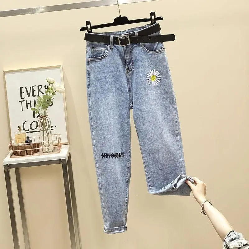 

Woman Jeans Pants Jeans Spring Loose Light Color High-Waisted Trousers Pantalones Vaqueros Mujer