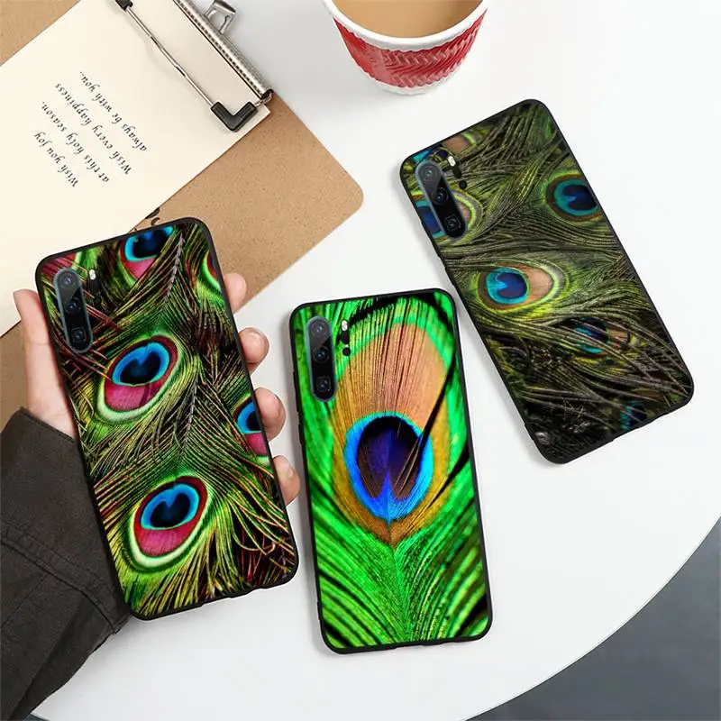 

Blue green peacock feathers pattern Phone Case For Huawei honor Mate P 10 20 30 40 i 9 8 pro x Lite smart 2019 nova 5t