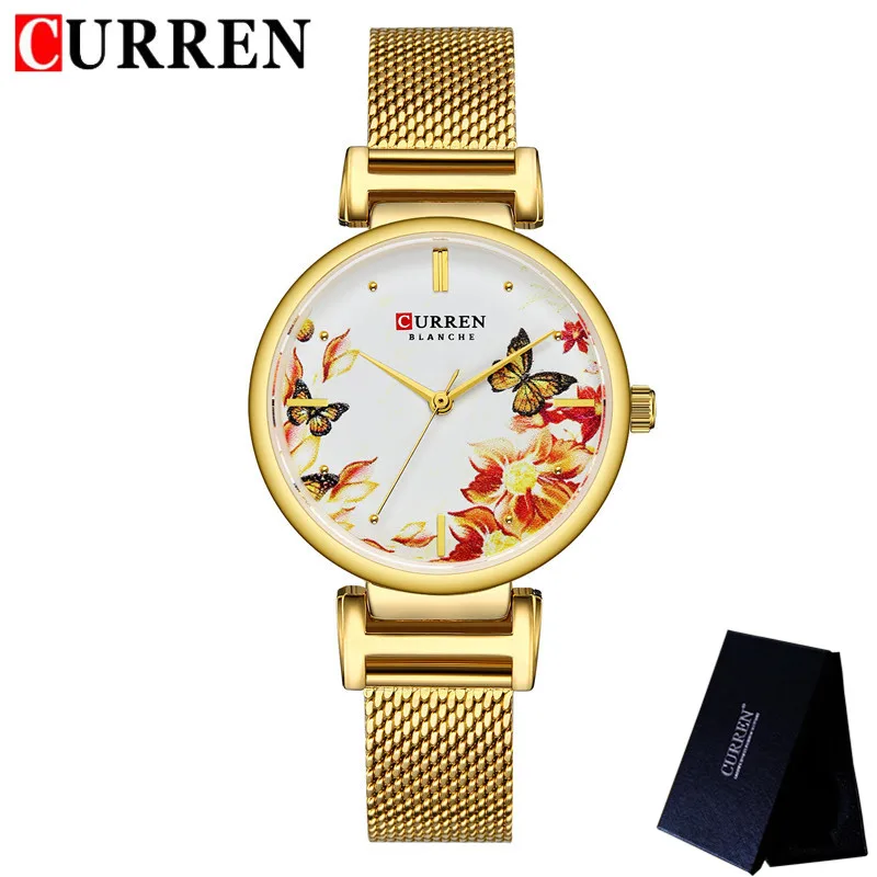 CURREN New Fashion Women Watch Top Brand Luxury Ladies Girl Wristwatch Stainless Steel Bracelet Classic Casual Female Clock 9053 | Наручные
