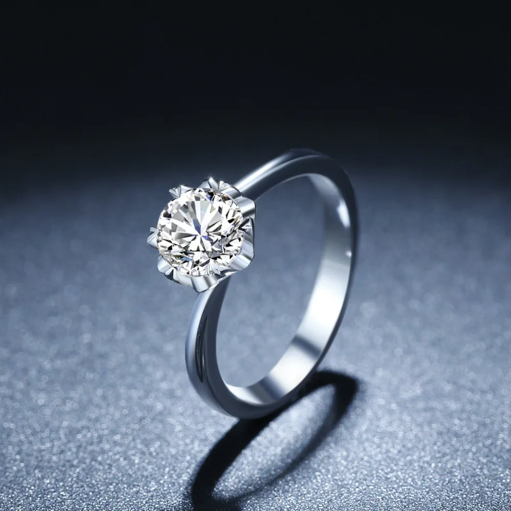 Круглое серебряное Moissanite кольцо 1.00ct D VVS роскошное Weding для женщин | Украшения и