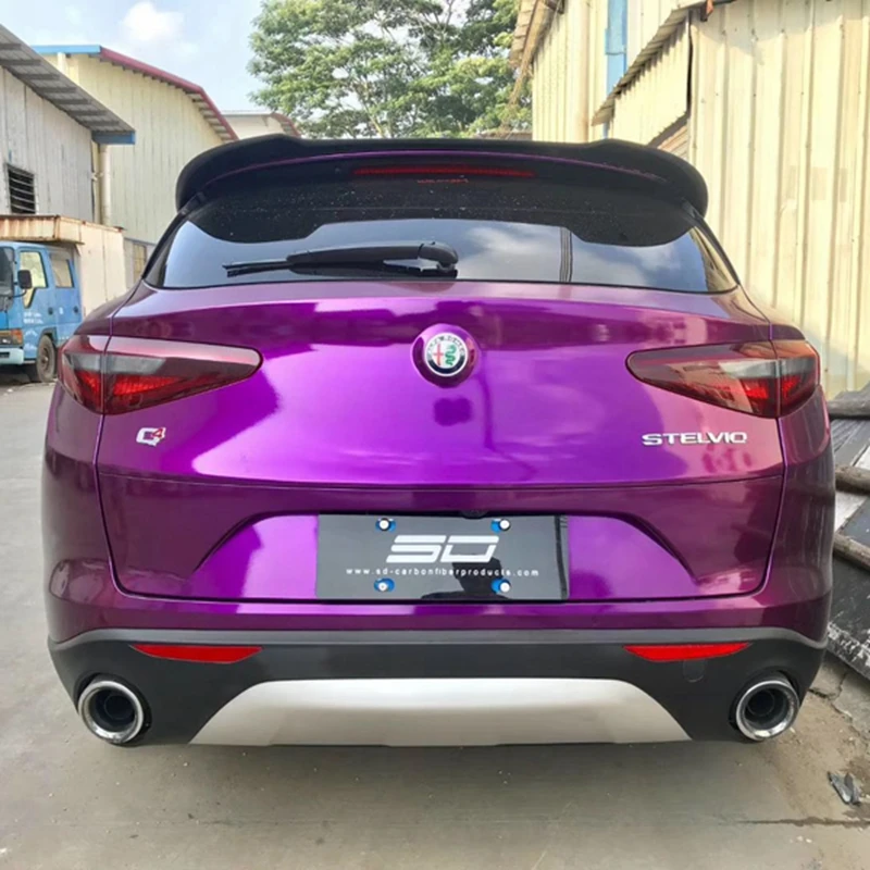 

For Alfa Romeo Stelvio Spoiler Carbon Fiber Rear Trunk Spoiler Black Finish Quadrifoglio Verde SD Style 2017 - 2018