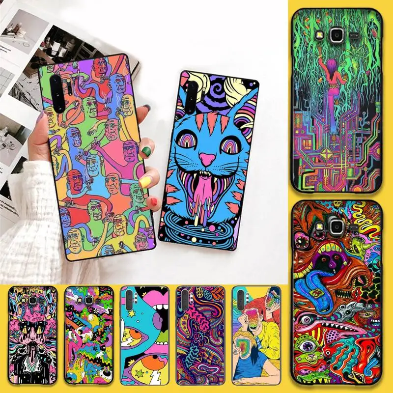 

Colourful Psychedelic Trippy Art Customer Phone Case For Samsung Galaxy Note20 ultra 7 8 9 10 Plus lite J7 J8 Plus 2018 Prime