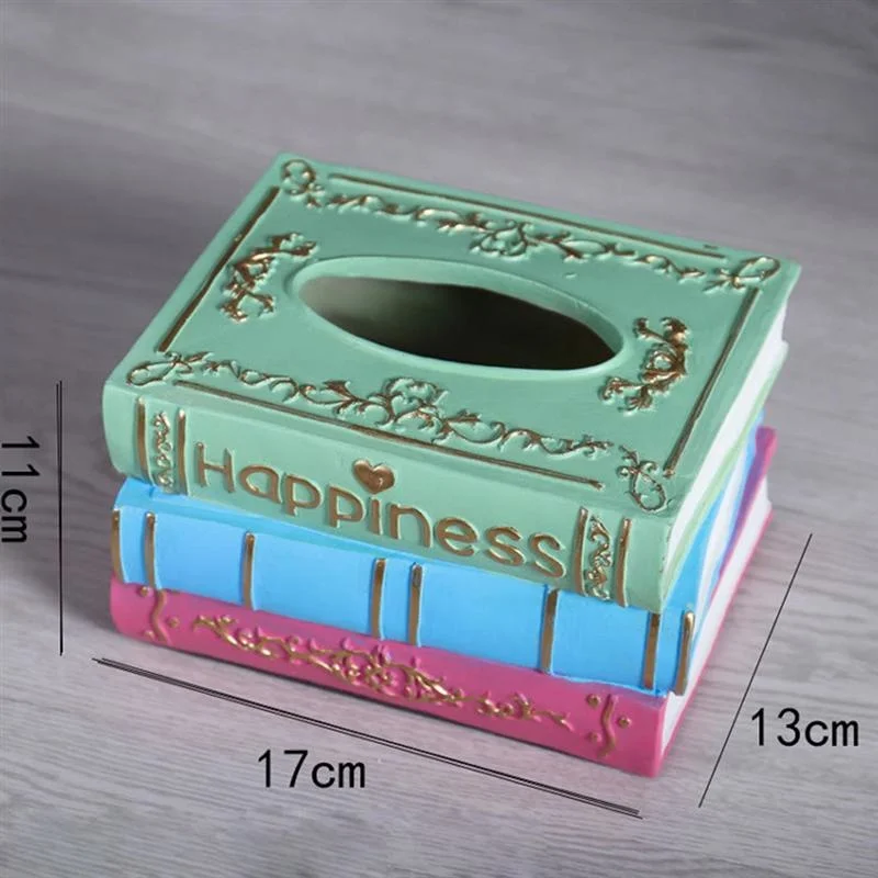 

Retro Tissue Box Resin Napkin Storage Container Rectangle Creative Book Shaped Paper Towel Holder Desktop Decoration