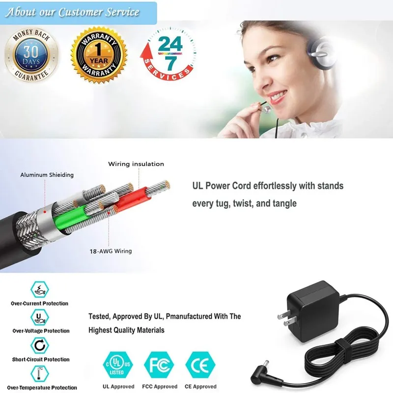 

19V 3.42A AC Charger Power Supply for Asus VivoBook Flip 15 TP510U TP510UA TP510 Laptop Adapter Cord