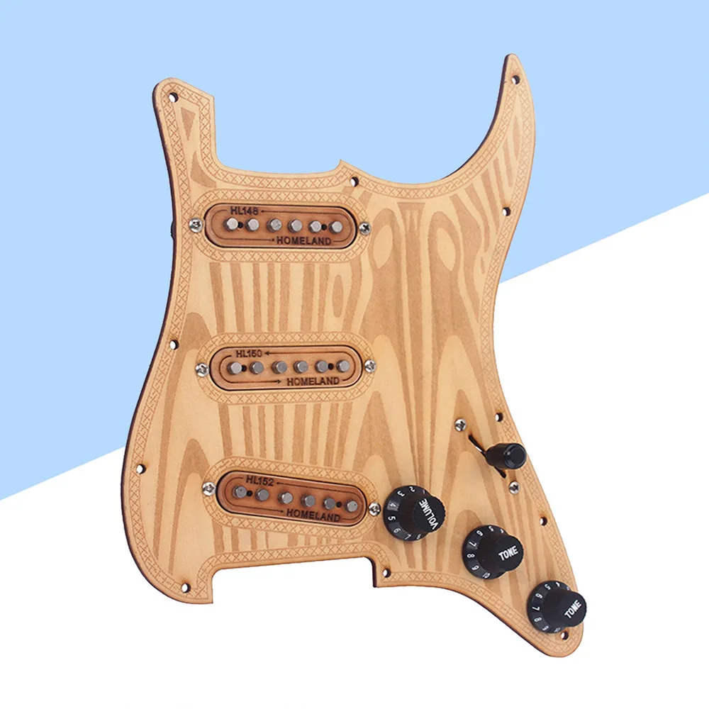 

1 Set GP106 Maple Wood SSS Loaded Prewired Humbucker Pickguard Black Pickups Set Control Knobs for Electric Guitar