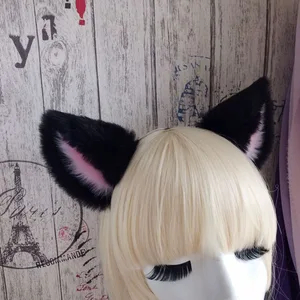 Обруч для волос с кошачьими лисьими ушками, ручной работы